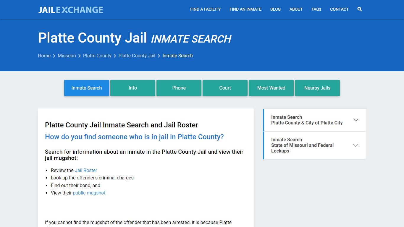 Inmate Search: Roster & Mugshots - Platte County Jail, MO